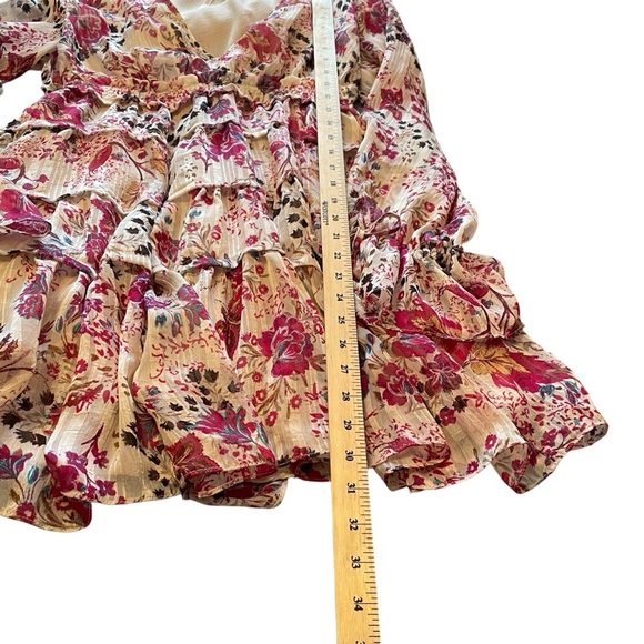 Free People -Closer to the Heart-mini-floral pink ivory long sleeve-Size Small - Picture 11 of 15